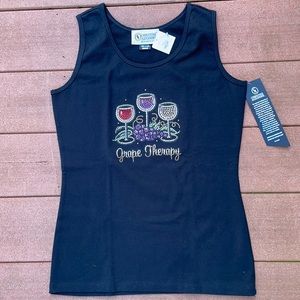 Christine Alexander ‘Grape Therapy’ Med black tank